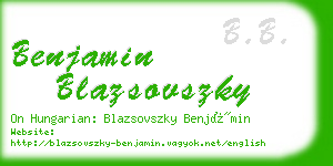 benjamin blazsovszky business card